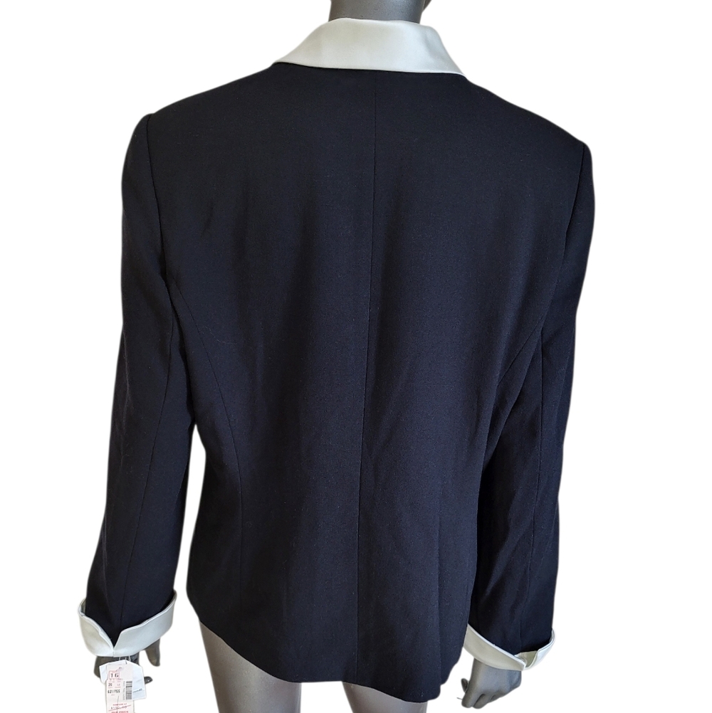 204. NWT Vtg. En Avance Elegant Black Wool Blazer with Gold Buttons - Size 16 - Picture 7 of 9